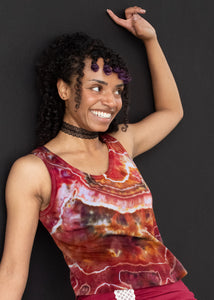 Mad Mir Crop Shelf-bra Tank, red motif