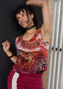 Mad Mir Crop Shelf-bra Tank, red motif