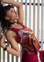 Load image into Gallery viewer, Mad Mir Crop Shelf-bra Tank, red motif
