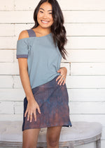 Load image into Gallery viewer, Asymmetrical Off-shoulder Tee, Dove Blue/ Grey
